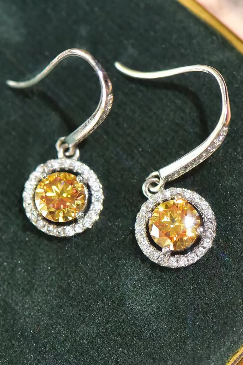 Platinum-Plated 2 Carat Moissanite Drop Earrings GlossiChic Collection