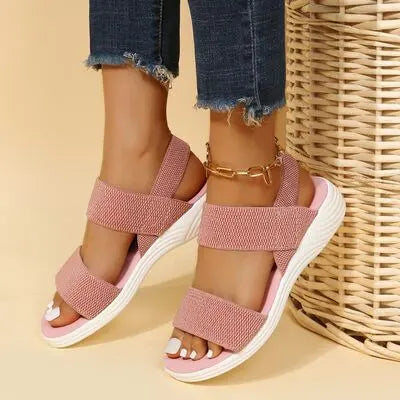 Rubber Open Toe Low Heel Sandals Trendsi