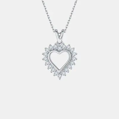 Moissanite 925 Sterling Silver Heart Pendant Necklace GlossiChic Collection