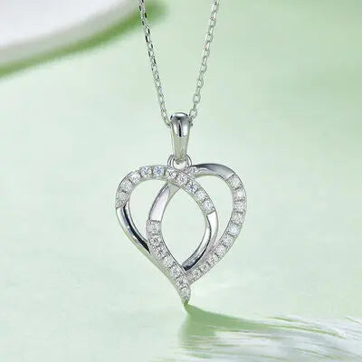 Moissanite 925 Sterling Silver Heart Shape Necklace GlossiChic Collection