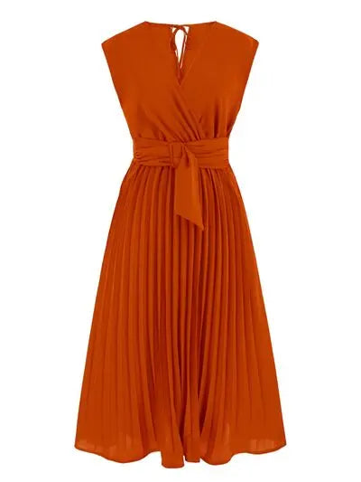 Tied Surplice Pleated Tank Dress Trendsi