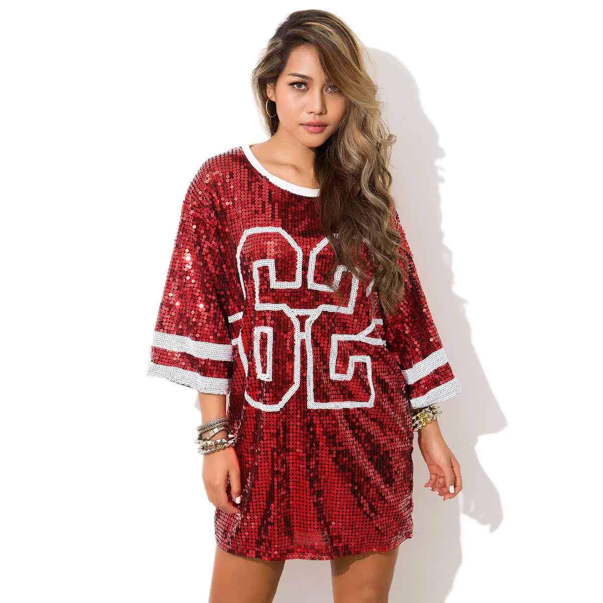 Center Stage Sequin T-Shirt Dress - GlossiChic Collection