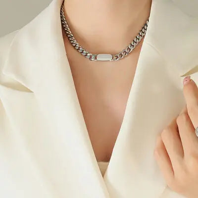 18K Gold-Plated Titanium Steel Chain Necklace - GlossiChic Collection Silver / One Size GlossiChic Collection jewelry