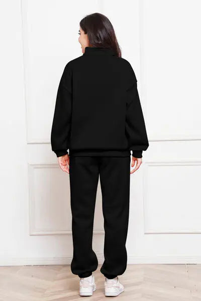 Half Zip Long Sleeve Sweatshirt and Pants Set GlossiChic Collection