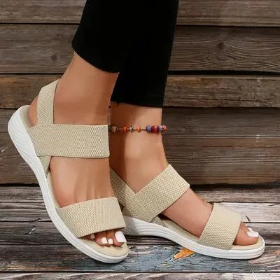 Rubber Open Toe Low Heel Sandals - GlossiChic Collection Black / 36(US5) GlossiChic Collection Shoes & Accessories