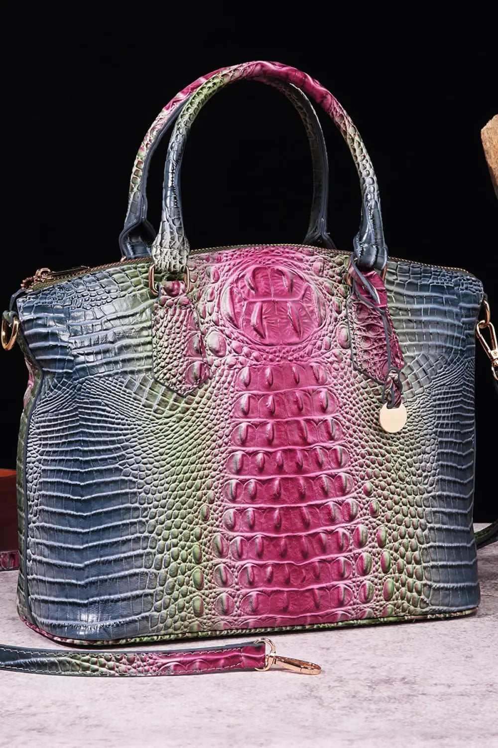 Gradient PU Leather Handbag - GlossiChic Collection Dark Blue/Rose / One Size GlossiChic Collection handbags