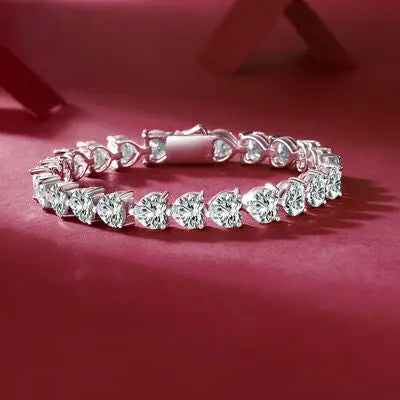 24 Carat Moissanite 925 Sterling Silver Heart Bracelet - GlossiChic Collection