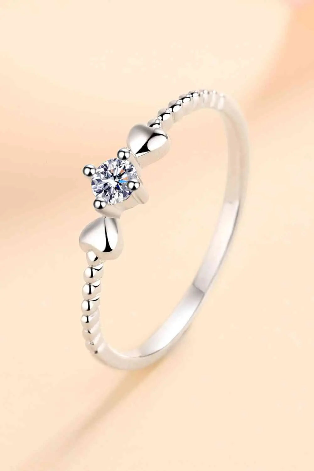 Moissanite Heart 925 Sterling Silver Ring - GlossiChic Collection Silver / 4 GlossiChic Collection jewelry