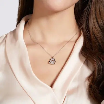 Moissanite 925 Sterling Silver Heart Necklace GlossiChic Collection