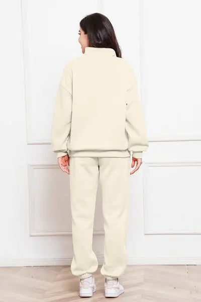 Half Zip Long Sleeve Sweatshirt and Pants Set GlossiChic Collection