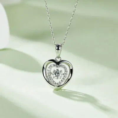 Moissanite 925 Sterling Silver Heart Necklace GlossiChic Collection