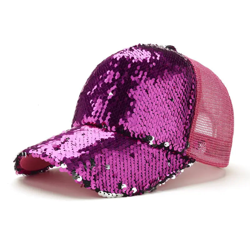 Flip Changes Color Sequin Mesh Hats - GlossiChic Collection