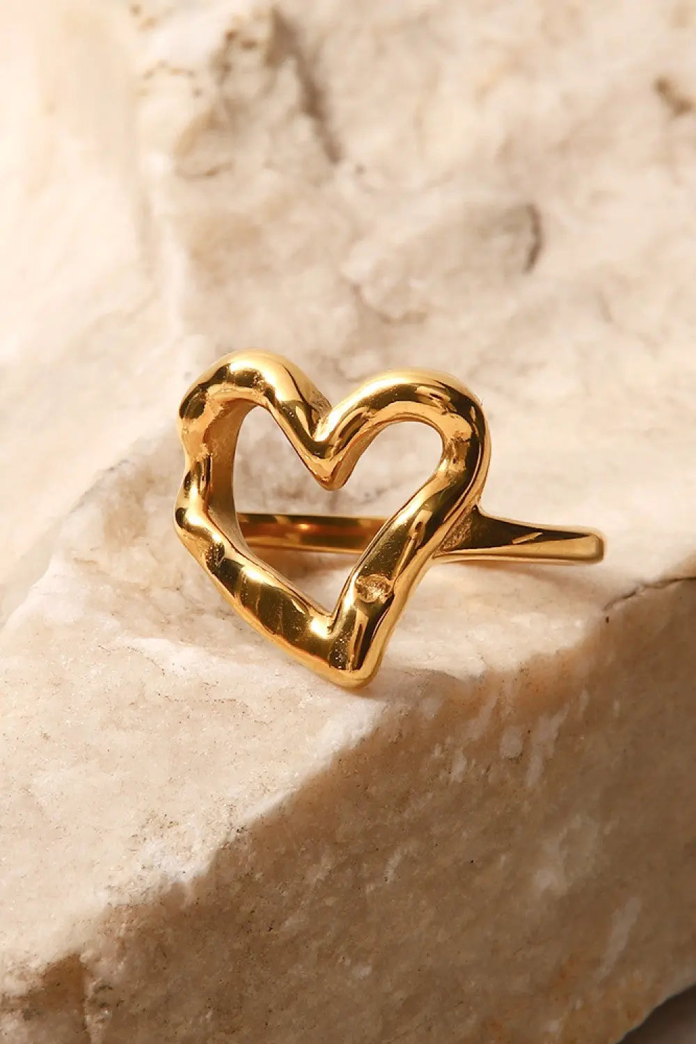 18K Gold Plated Heart-Shaped Ring GlossiChic Collection