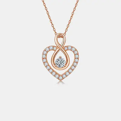 1 Carat Moissanite 925 Sterling Silver Heart Shape Necklace - GlossiChic Collection