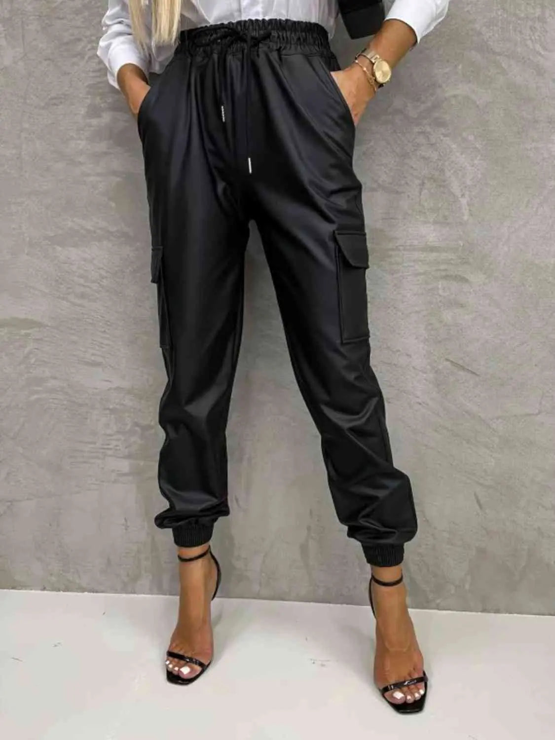 Tied High Waist Pants with Pockets GlossiChic Collection