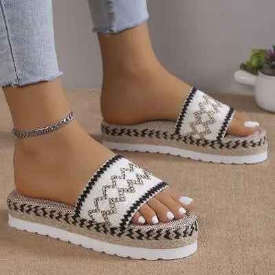 Geometric Weave Platform Sandals Trendsi