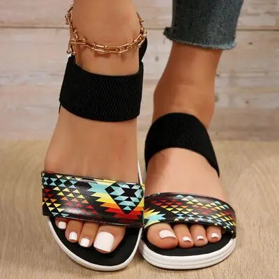 PU Leather Open Toe Low Heel Sandals - GlossiChic Collection Multicolor / 36(US5) GlossiChic Collection Shoes & Accessories
