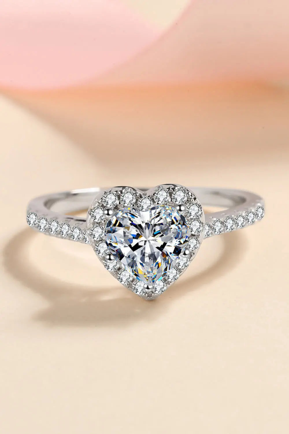 1 Carat Moissanite Heart-Shaped Ring - GlossiChic Collection Silver / 4 GlossiChic Collection jewelry