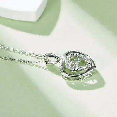 Moissanite 925 Sterling Silver Heart Necklace GlossiChic Collection