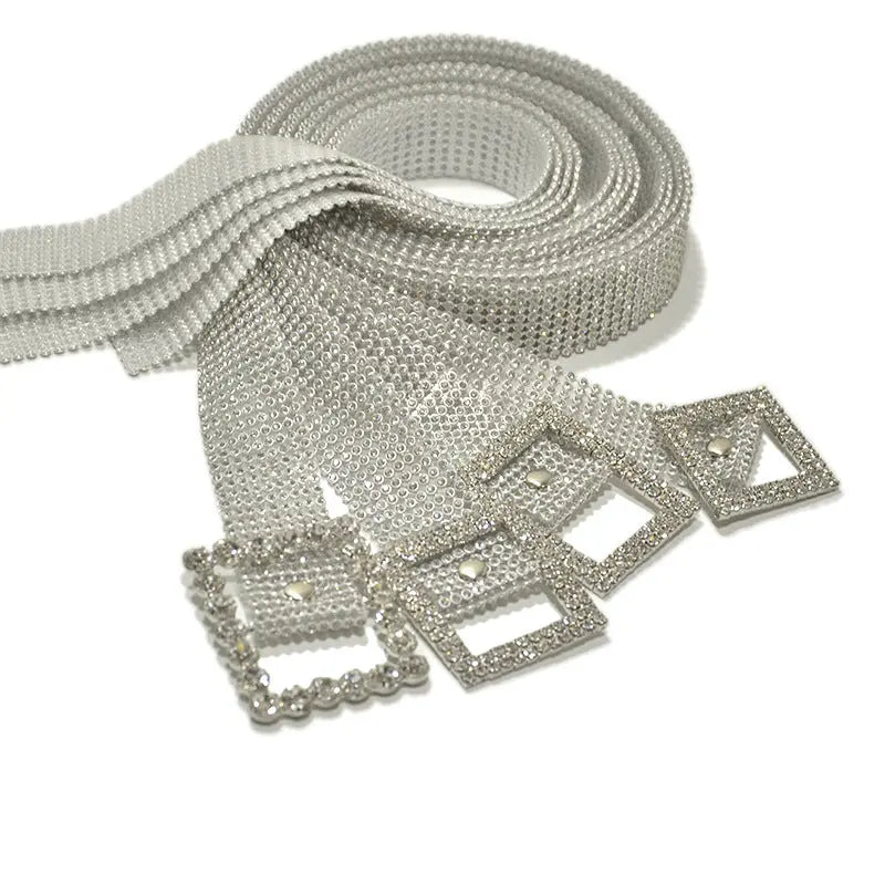 Rhinestone Embellished Belt - GlossiChic Collection Large silver / 115cm GlossiChic Collection Belts & Hats