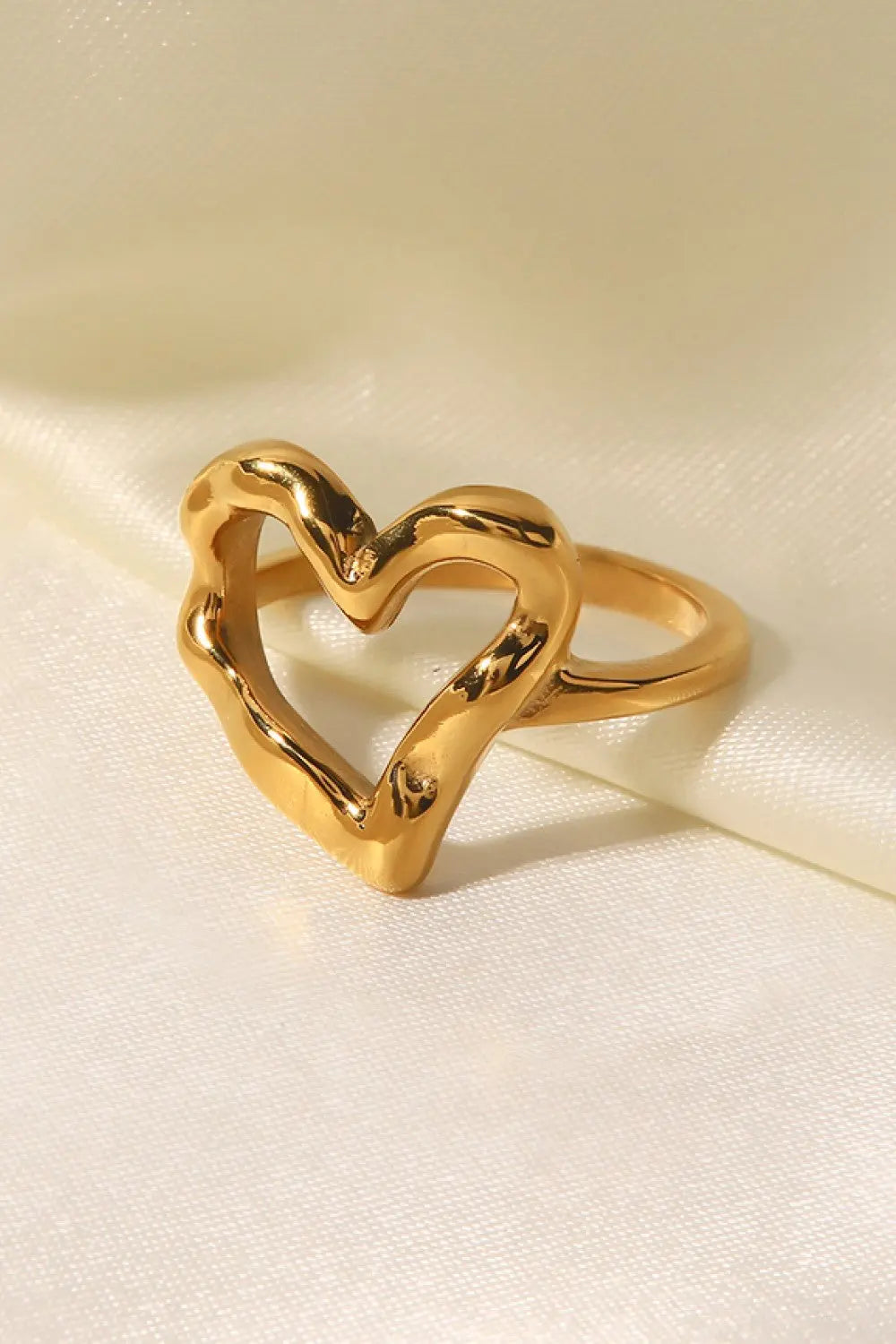 18K Gold Plated Heart-Shaped Ring GlossiChic Collection