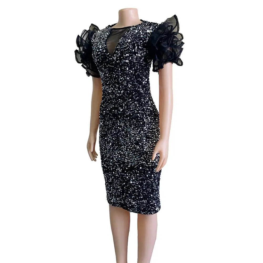 Midnight Velvet Sequins Dress GlossiChic Collection