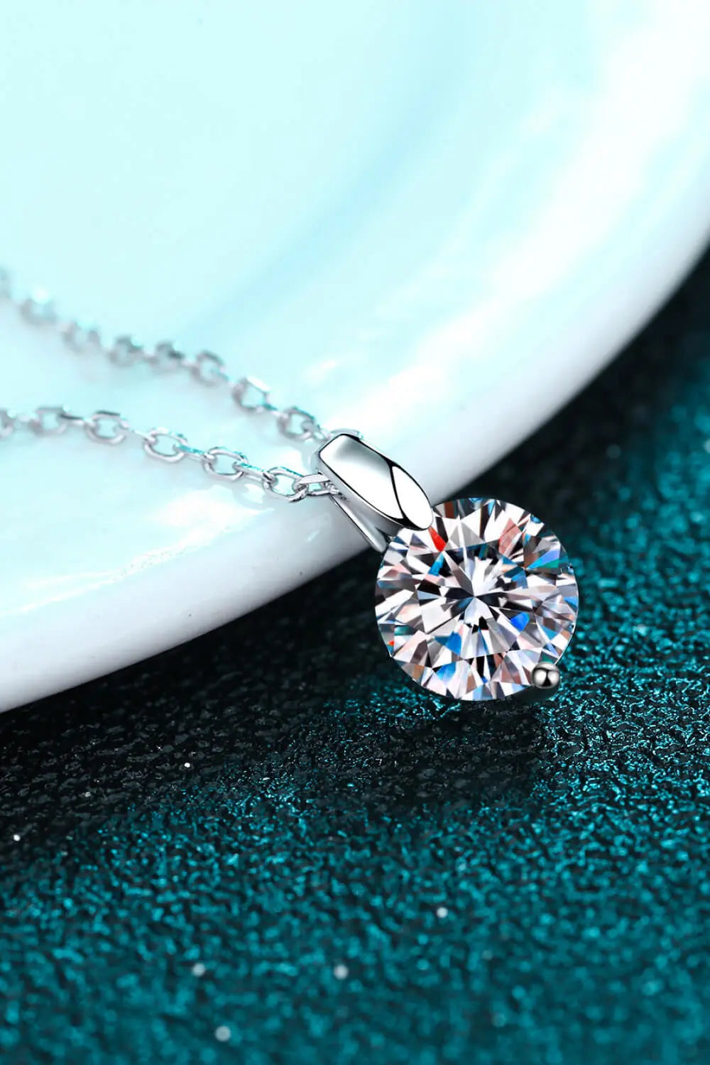 Minimalist 925 Sterling Silver Moissanite Pendant Necklace GlossiChic Collection