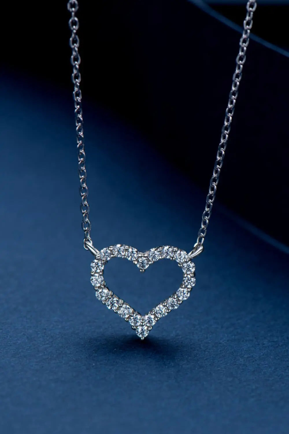 Adored Moissanite Platinum-Plated Heart Necklace GlossiChic Collection