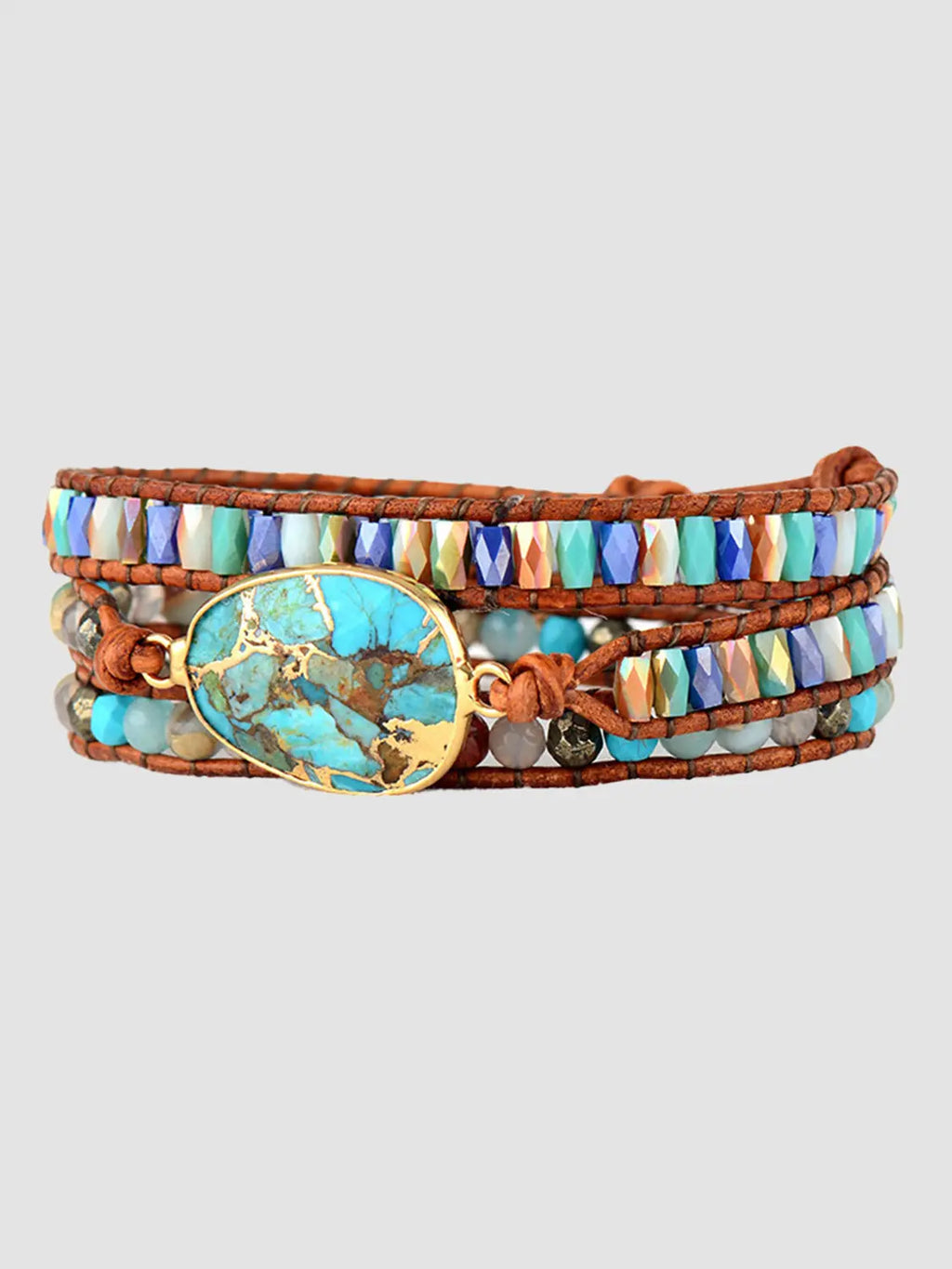 Triple-Layer Natural Stone Bracelet - GlossiChic Collection Aqua / One Size GlossiChic Collection jewelry