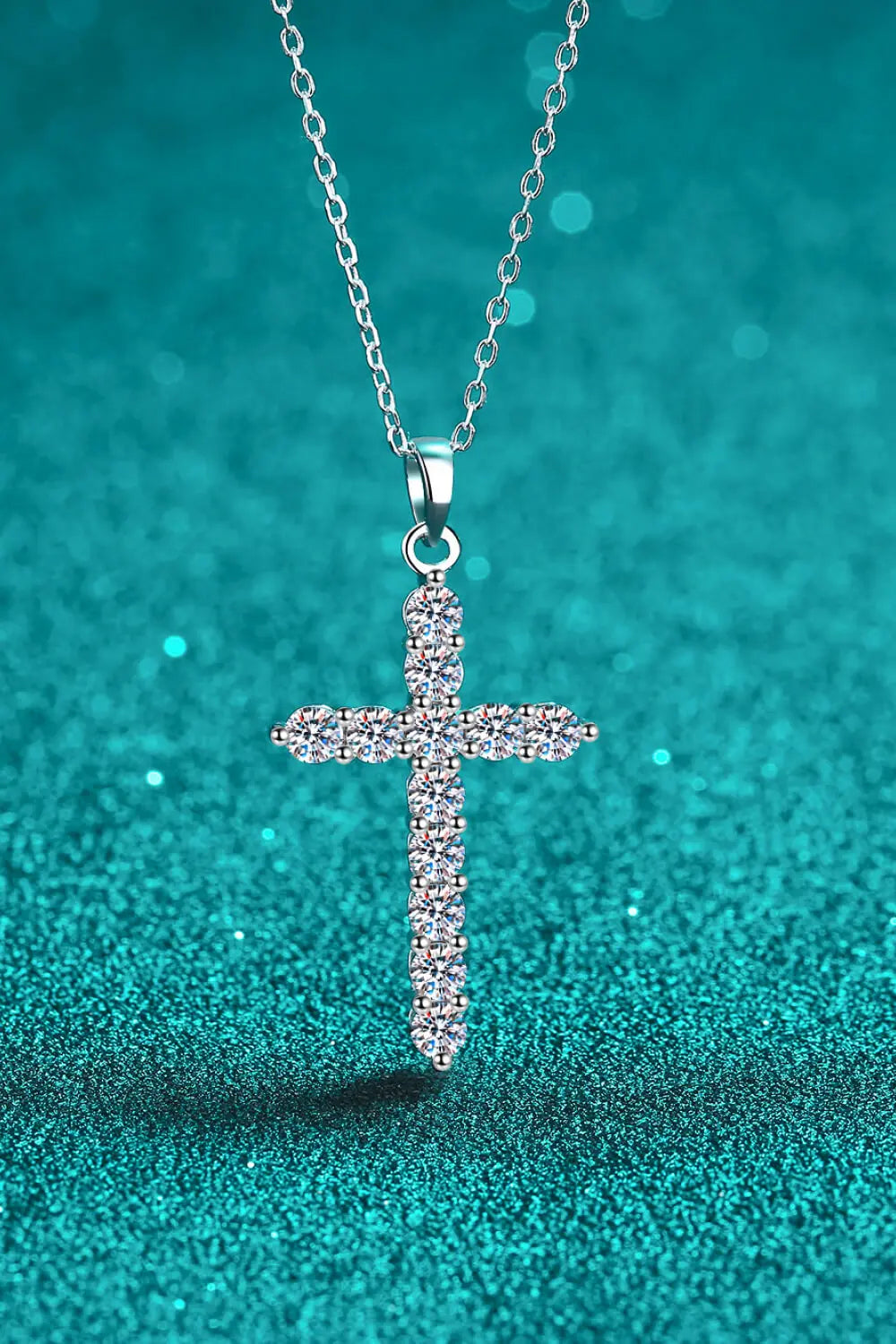 925 Sterling Silver Cross Moissanite Necklace - GlossiChic Collection