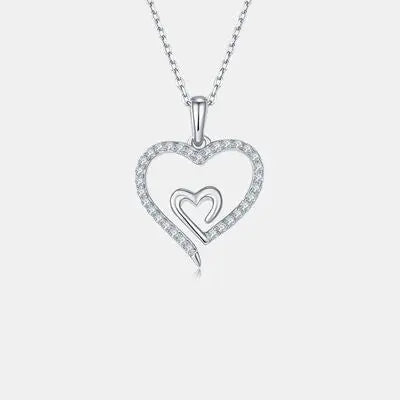 Moissanite 925 Sterling Silver Heart Pendant Necklace GlossiChic Collection