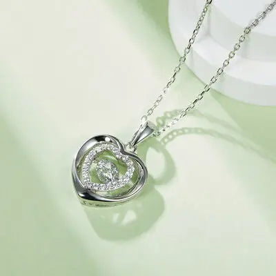 Moissanite 925 Sterling Silver Heart Necklace GlossiChic Collection