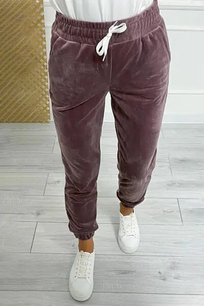 Wide Waistband Drawstring Cropped Joggers GlossiChic Collection