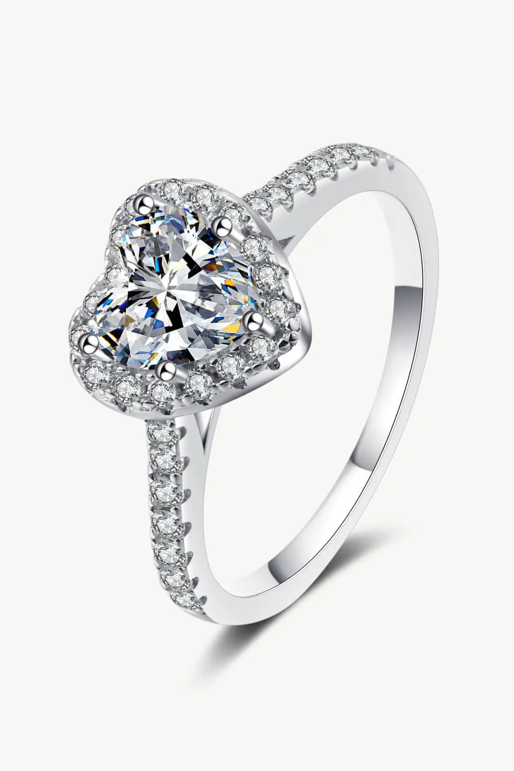 1 Carat Moissanite Heart-Shaped Ring - GlossiChic Collection Silver / 4 GlossiChic Collection jewelry