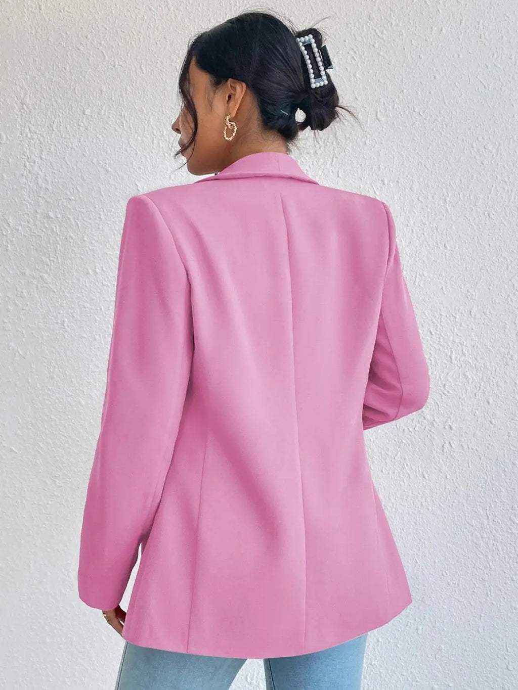 Shawl Collar Long Sleeve Blazer - GlossiChic Collection Hot Pink / S GlossiChic Collection Blazer & Cardigan
