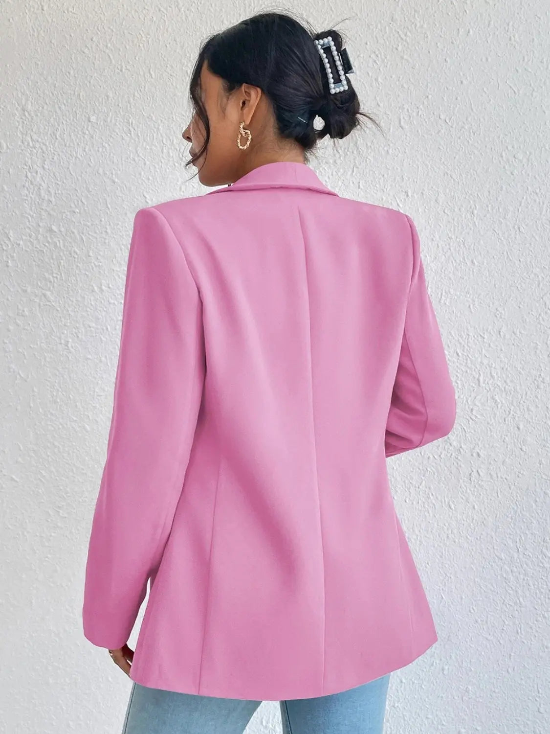 Shawl Collar Long Sleeve Blazer - GlossiChic Collection Hot Pink / S GlossiChic Collection Blazer & Cardigan