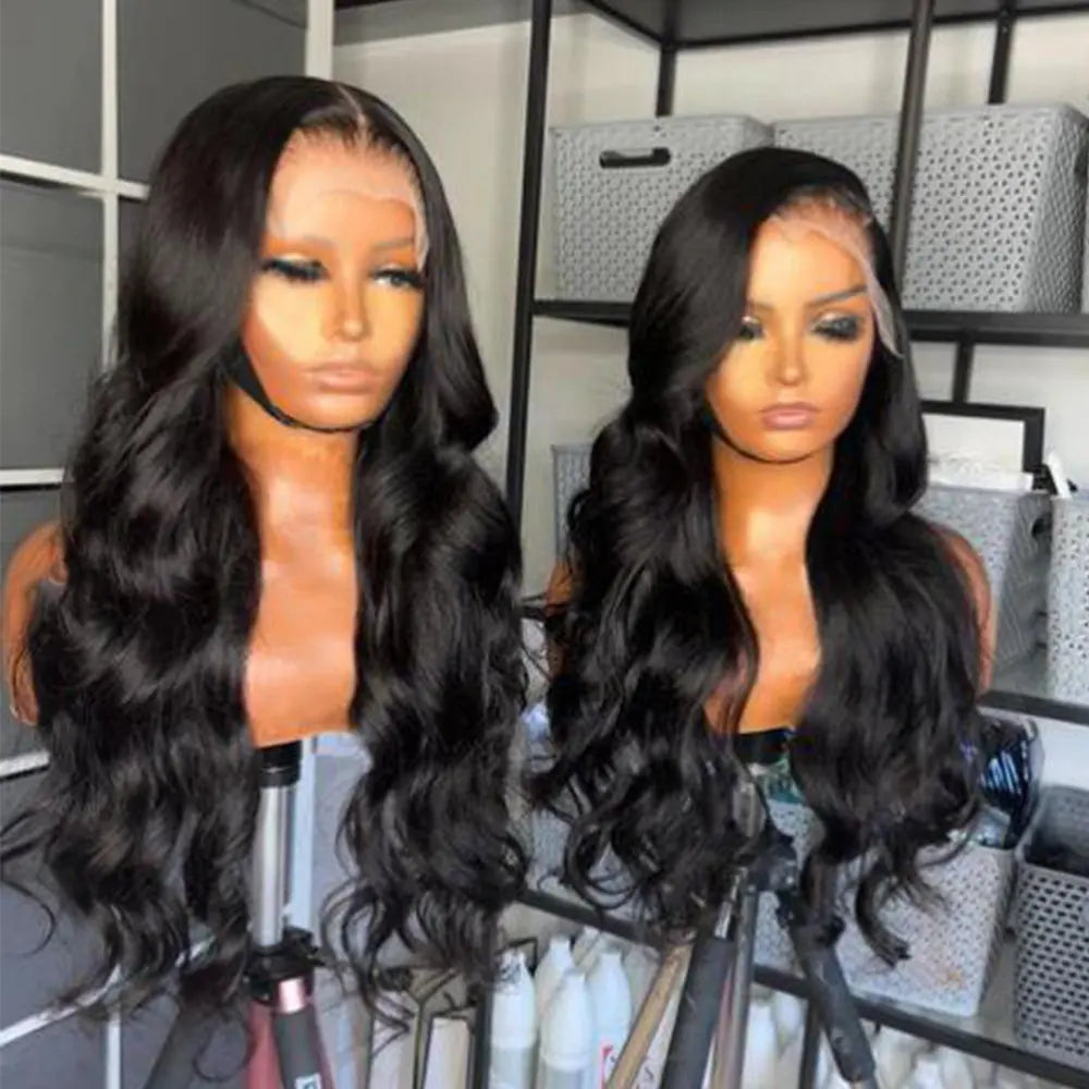 30 Inch Brazilian Virgin Hair Transparent HD Lace Front Pre Plucked Body Wave Human Hair Wigs - GlossiChic Collection