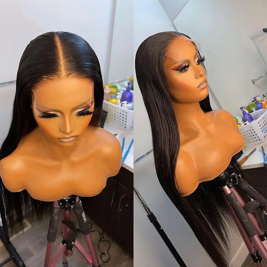 Invisible HD 5X5 Transparent Swiss Lace Closure Wig Super Thin Film Undectable Straight Brazilian Lace Front Human Hair Wigs - GlossiChic Collection 8 Inches / lace front wig GlossiChic Collection
