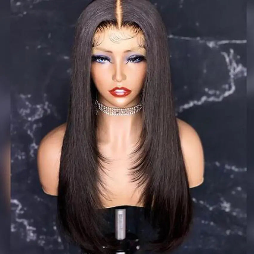 Brazilian virgin straight human hair lace front wig - GlossiChic Collection