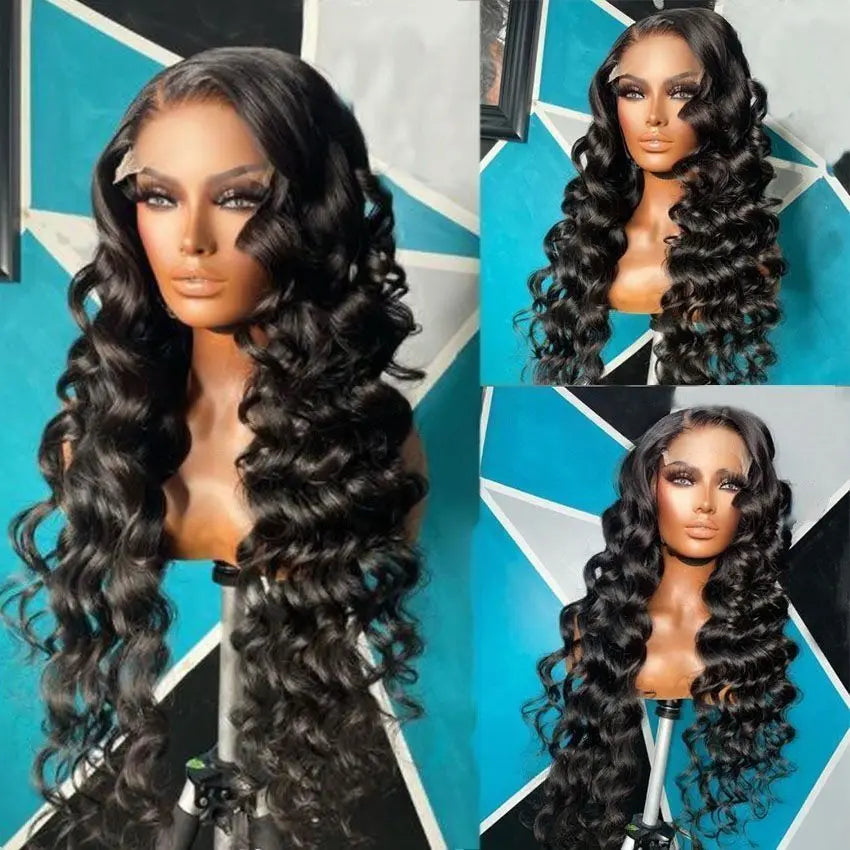 Brazilian transparent hd lace loose deep wave human hair lace front wig - GlossiChic Collection