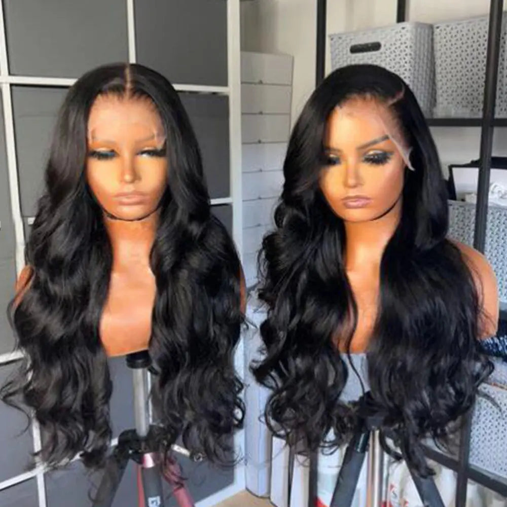 30 Inch Brazilian Virgin Hair Transparent HD Lace Front Pre Plucked Body Wave Human Hair Wigs - GlossiChic Collection