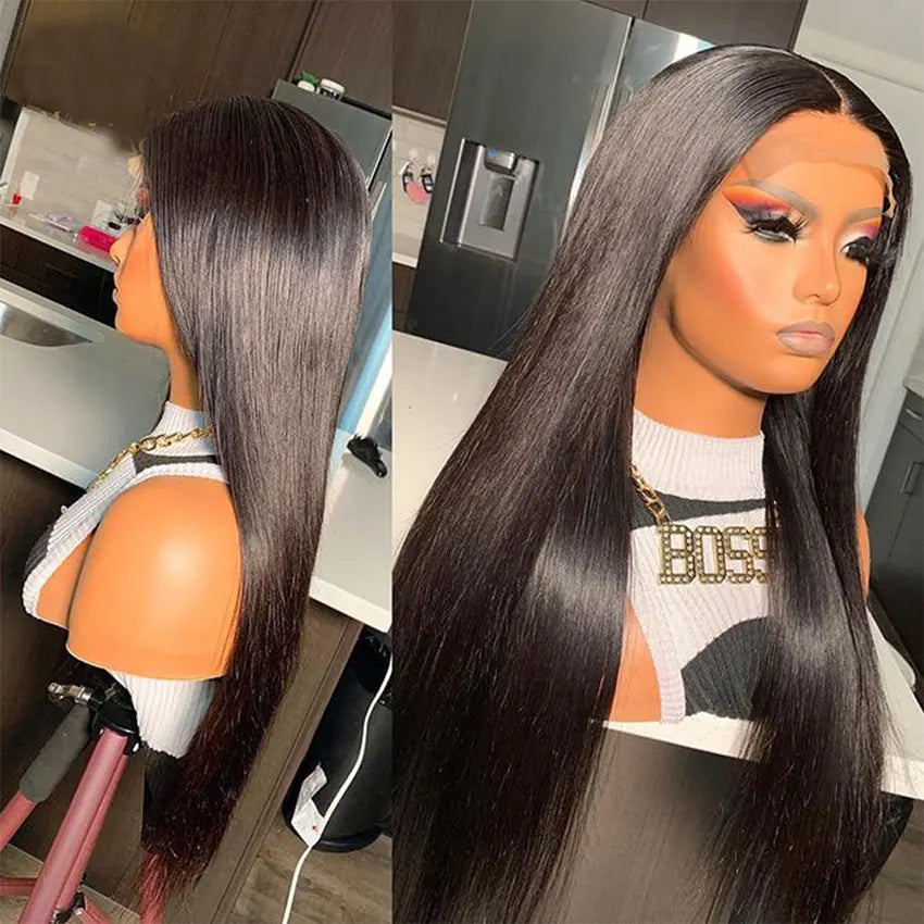 Invisible HD 5X5 Transparent Swiss Lace Closure Wig Super Thin Film Undectable Straight Brazilian Lace Front Human Hair Wigs - GlossiChic Collection 8 Inches / lace front wig GlossiChic Collection