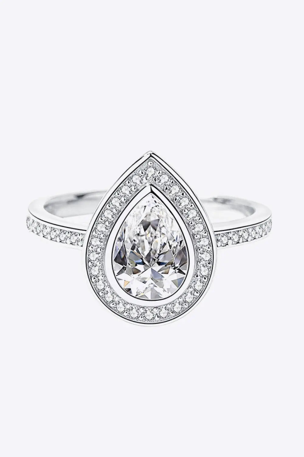 925 Sterling Silver Teardrop Moissanite Ring - GlossiChic Collection