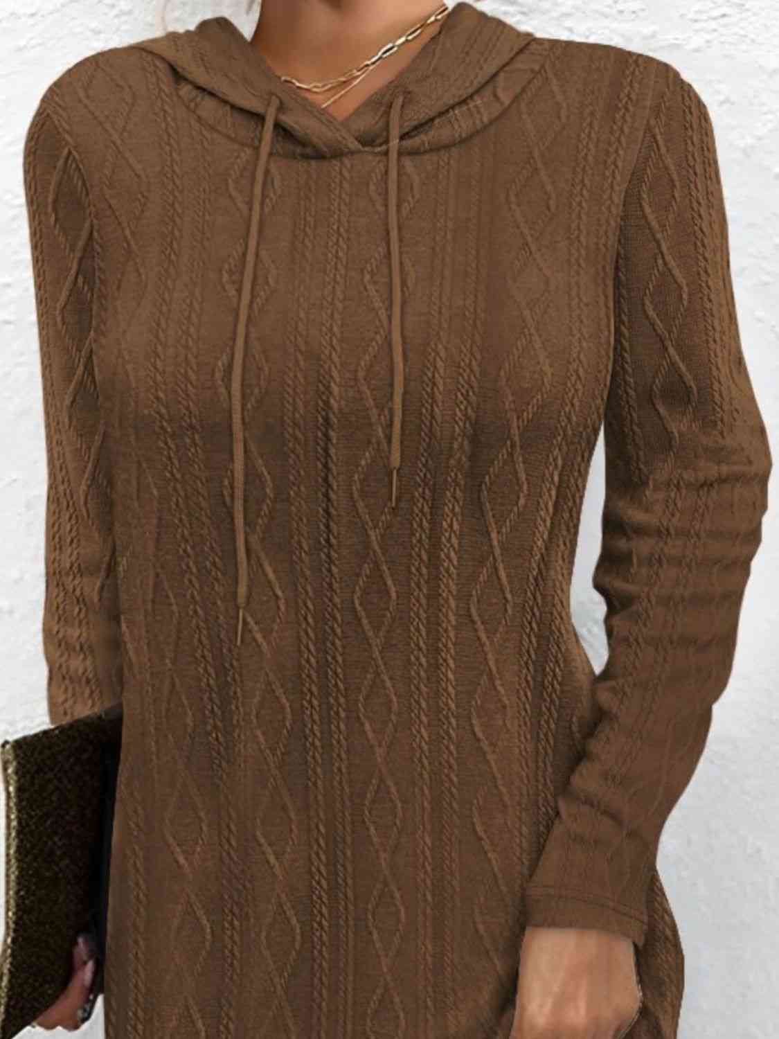 Drawstring Hooded Sweater Dress - GlossiChic Collection Dusty Pink / S GlossiChic Collection apparel