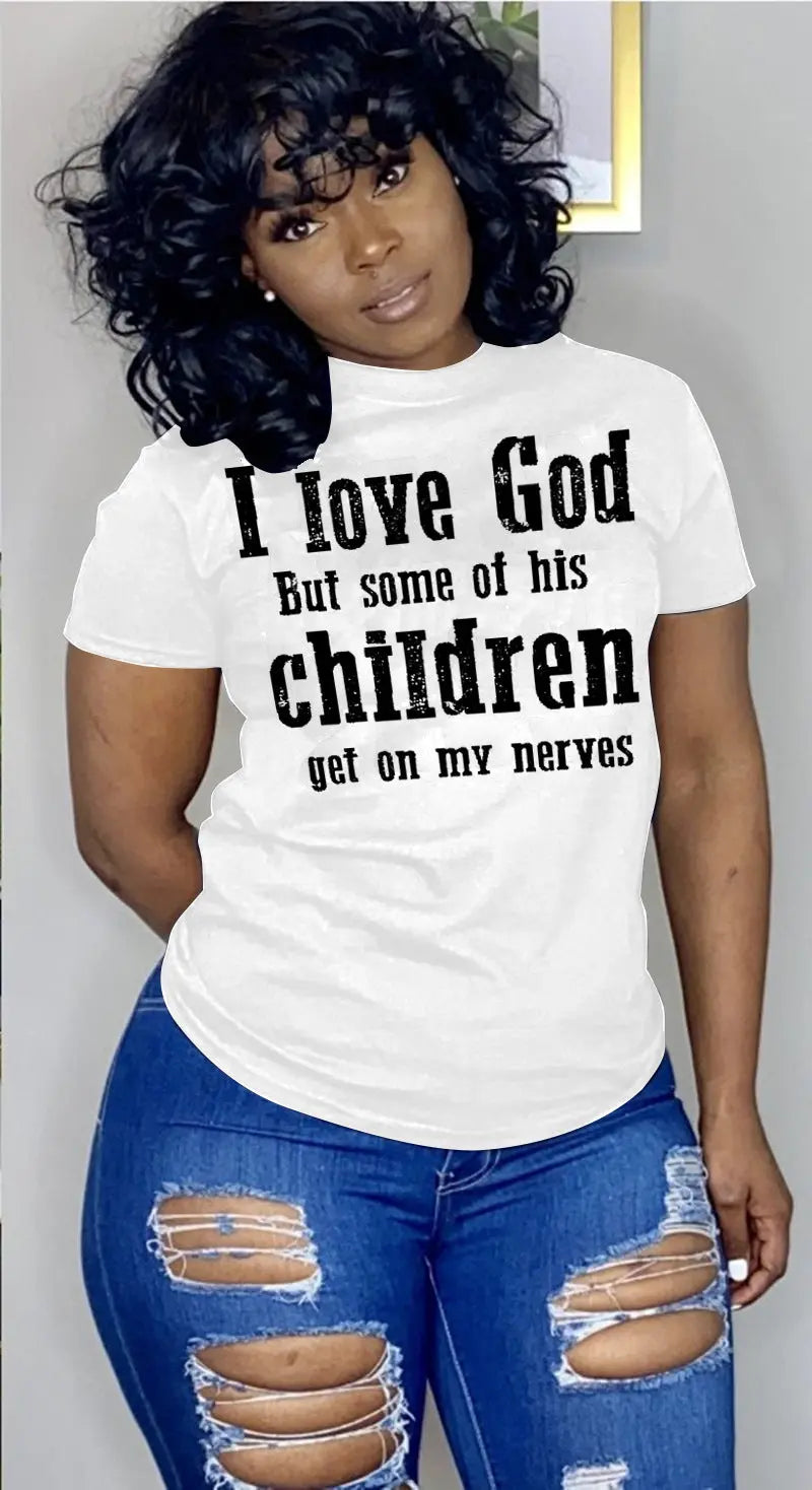 I Love God Round Neck Short Sleeve T-Shirt GlossiChic Collection