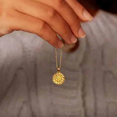 Sunflower Shape 18K Gold-Plated Pendant Necklace GlossiChic Collection