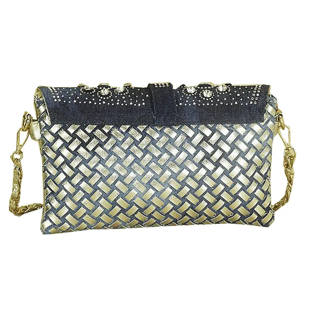 Diamond Rhinestone Denim Crossbody Handbag - GlossiChic Collection