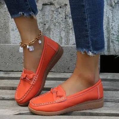 Weave Wedge Heeled Loafers - GlossiChic Collection Red Orange / 35 GlossiChic Collection Shoes & Accessories