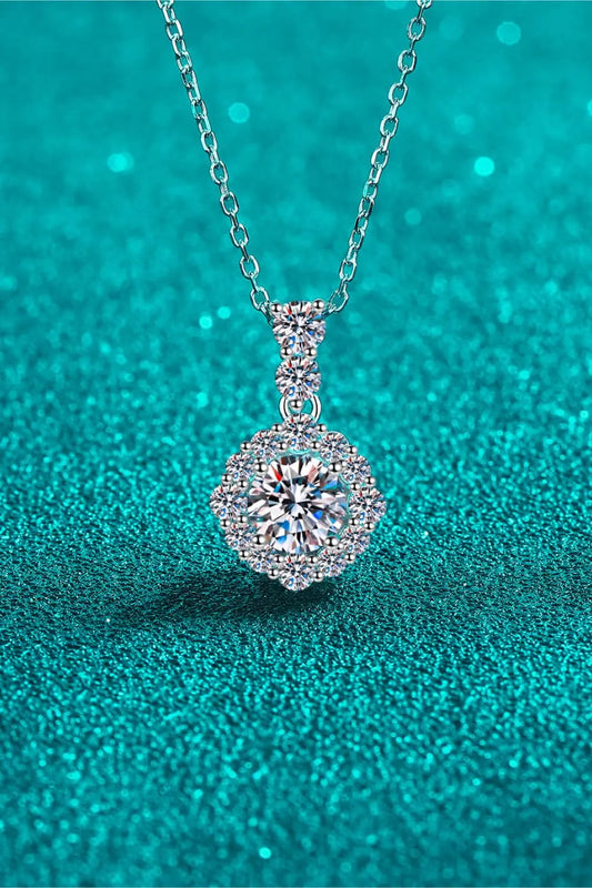 1 Carat Moissanite 925 Sterling Silver Necklace - GlossiChic Collection