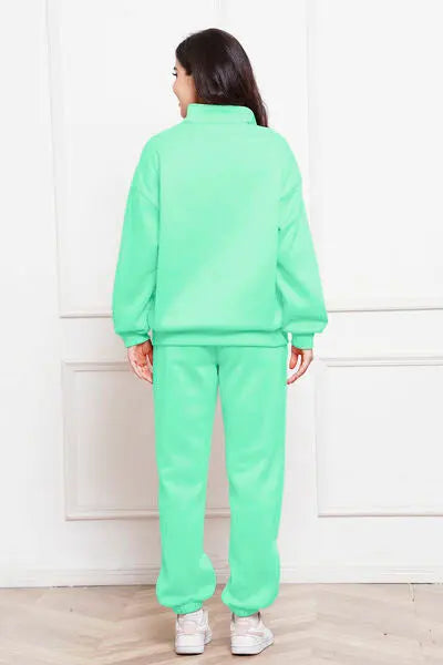 Half Zip Long Sleeve Sweatshirt and Pants Set GlossiChic Collection